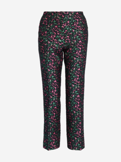 Green and pink floral jacquard trousers - size UK 10 Trousers Miu Miu 