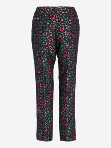 Miu Miu Green and pink floral jacquard trousers - size UK 10