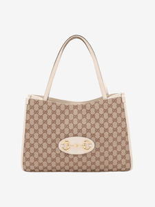 Gucci Brown and cream Horsebit 1955 GG canvas tote bag