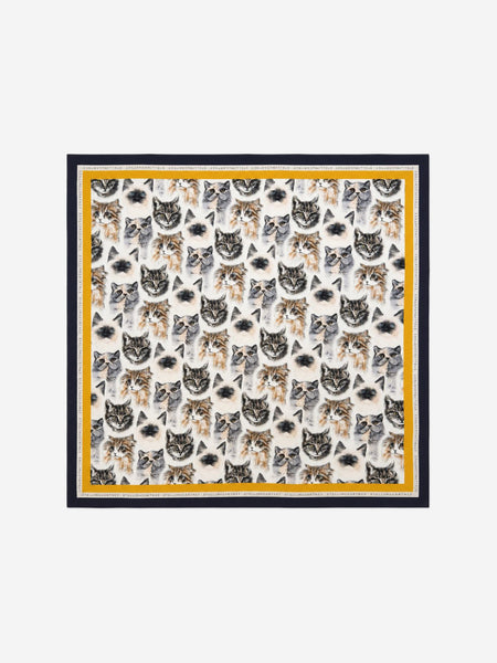 Multicolour silk cat printed scarf product image