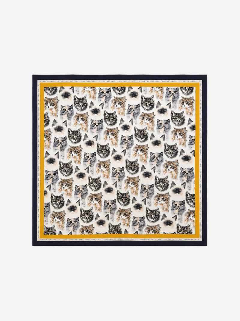 Multicolour silk cat printed scarf Scarves Stella McCartney 