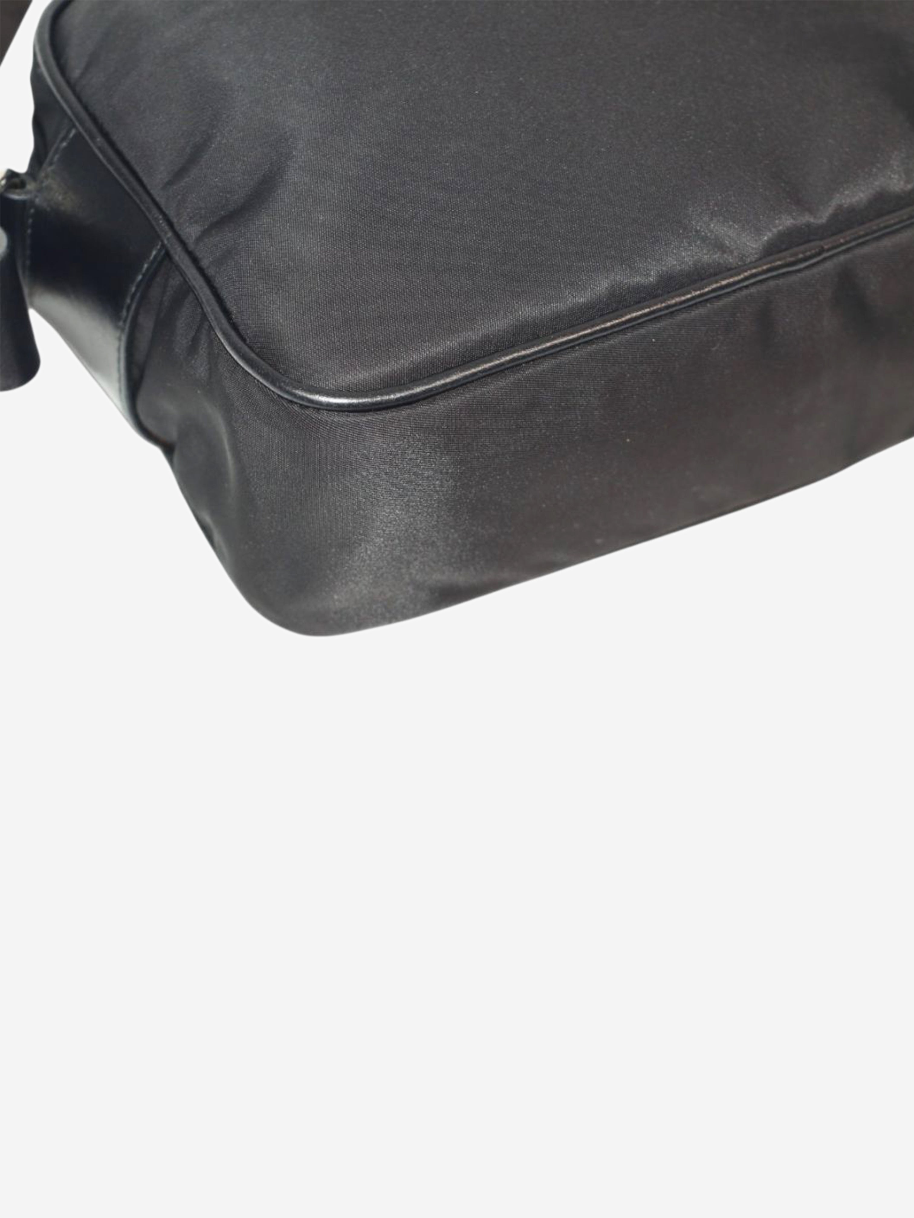 Black nylon crossbody camera bag