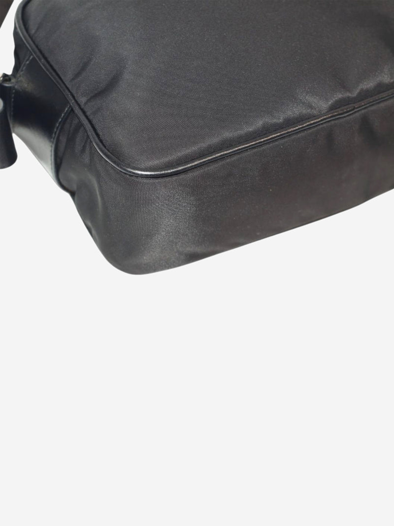 Black nylon crossbody camera bag