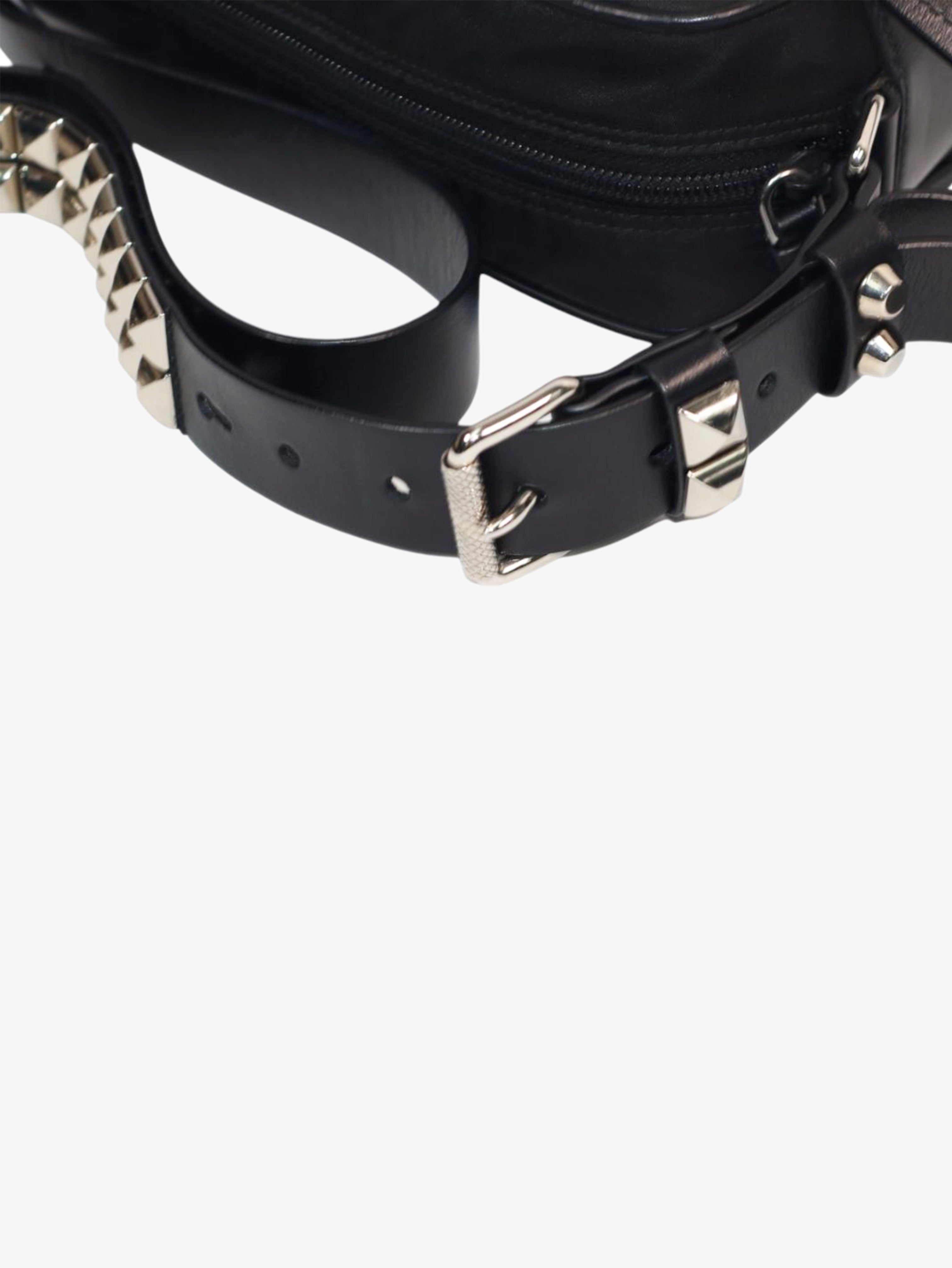 Black nylon crossbody camera bag