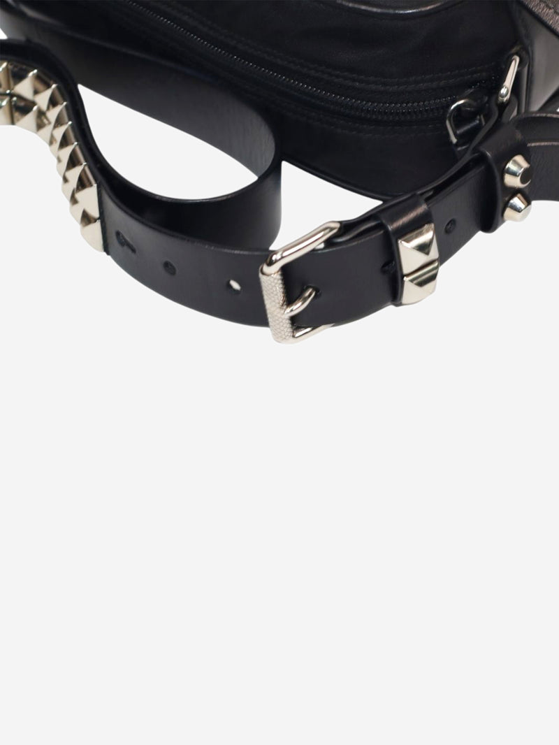 Black nylon crossbody camera bag