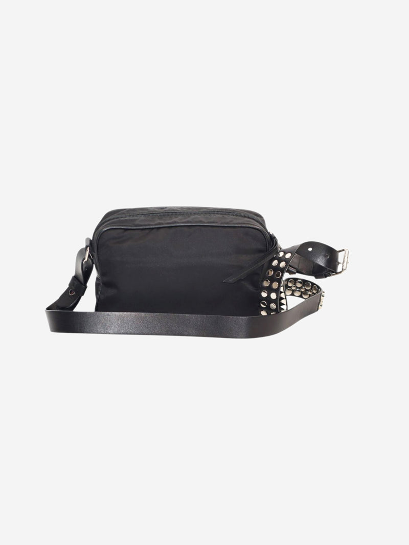 Black nylon crossbody camera bag