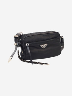 Black nylon crossbody camera bag