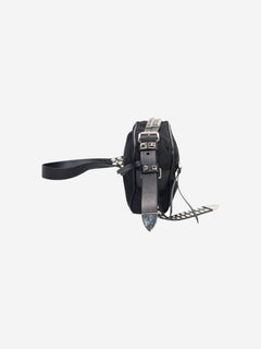 Black nylon crossbody camera bag