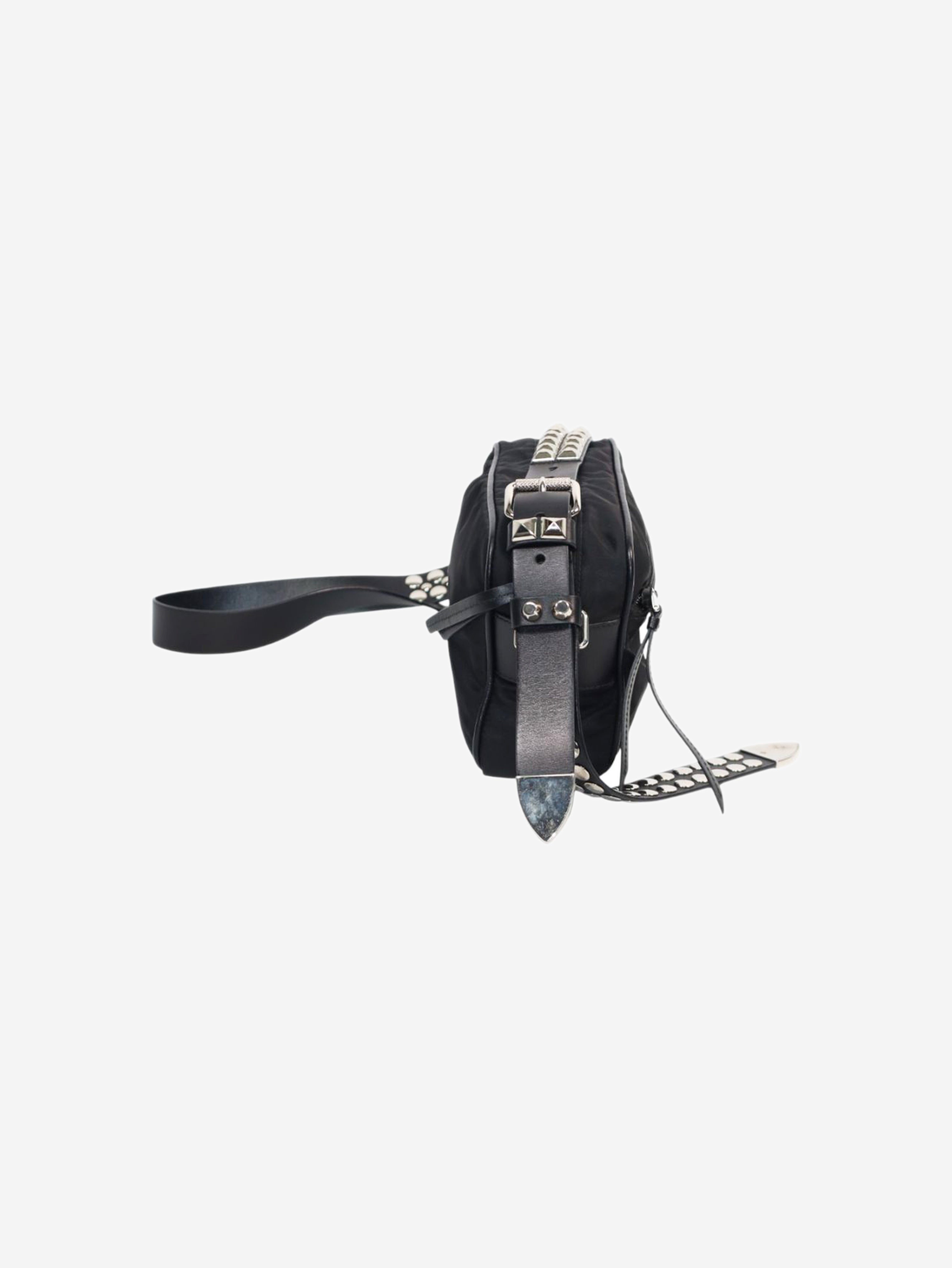 Black nylon crossbody camera bag