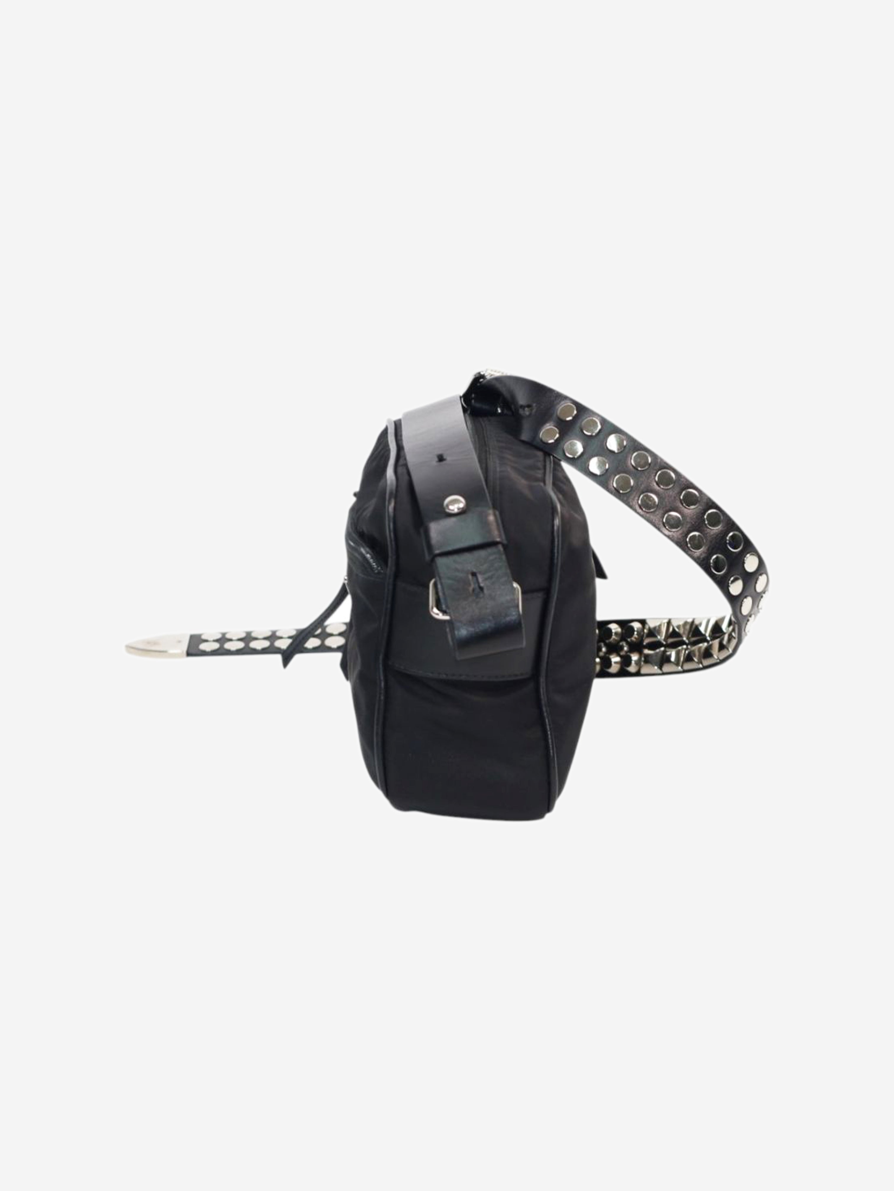 Black nylon crossbody camera bag