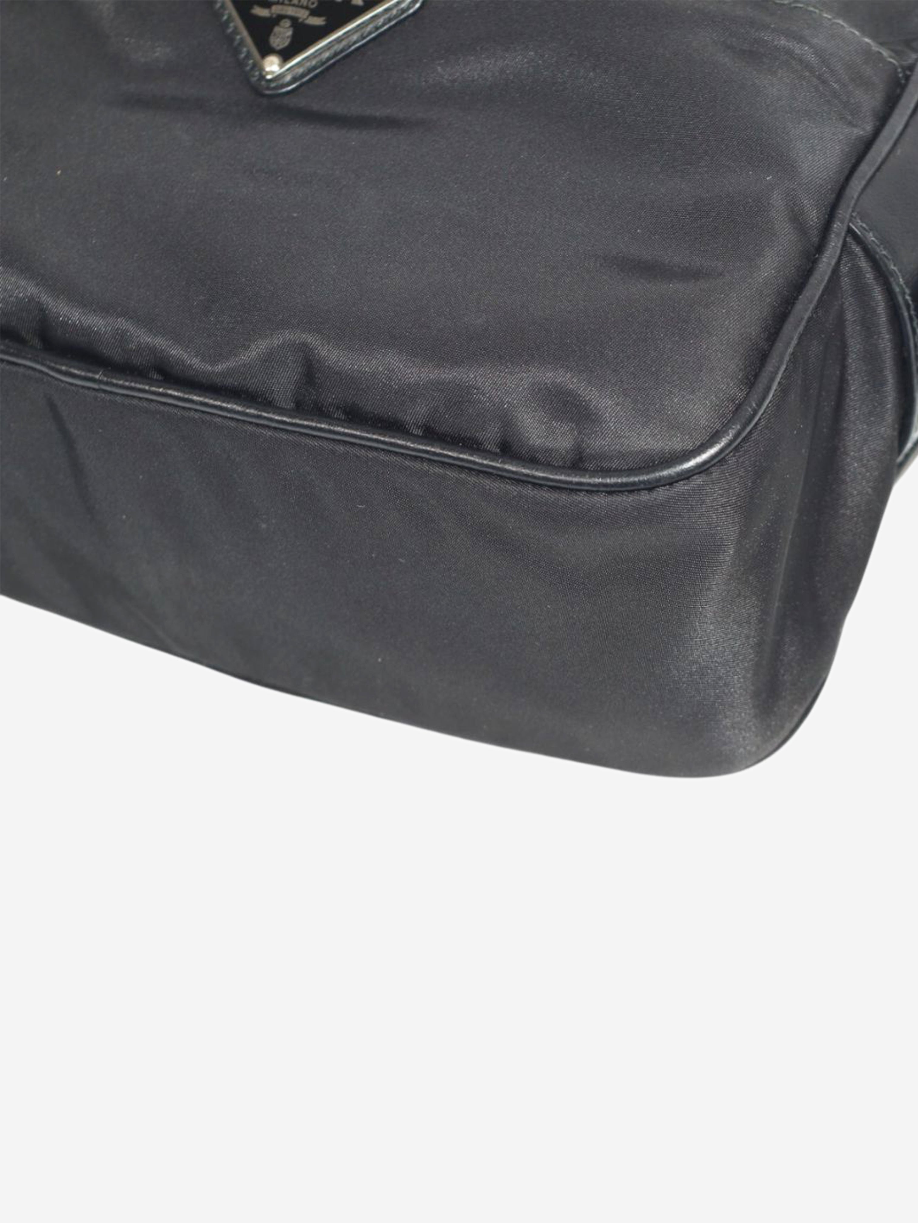 Black nylon crossbody camera bag