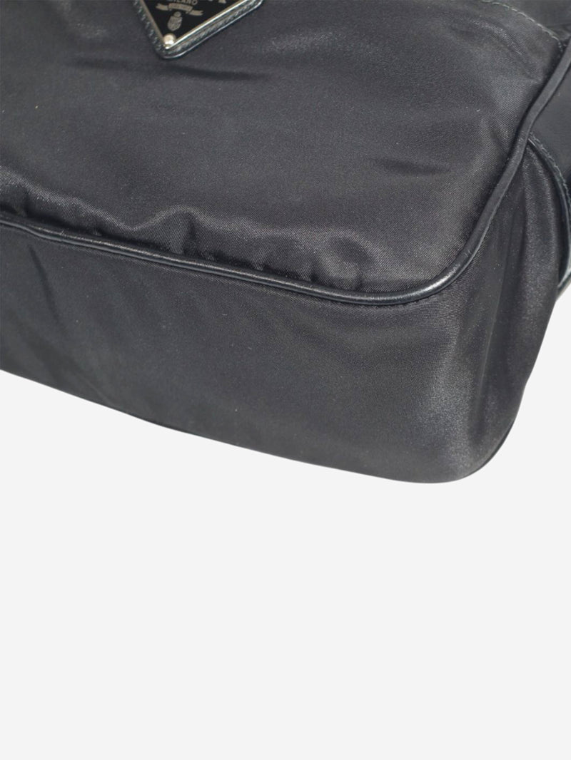 Black nylon crossbody camera bag