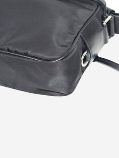 Black nylon crossbody camera bag
