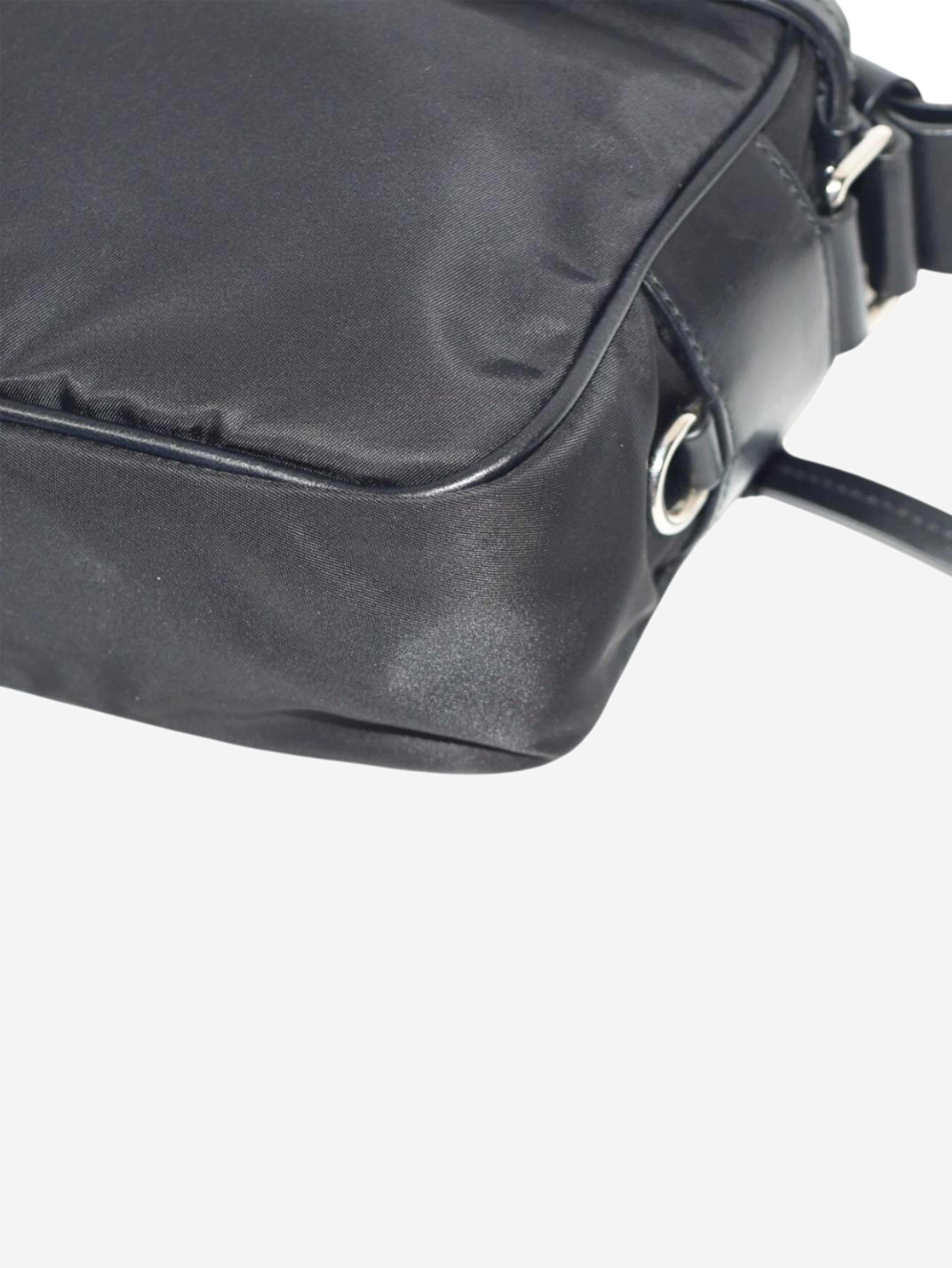 Black nylon crossbody camera bag