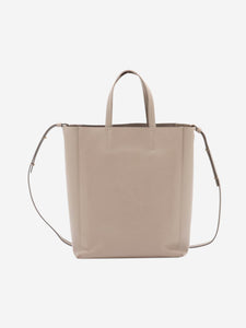 Celine Taupe Vertical Cabas small leather tote bag