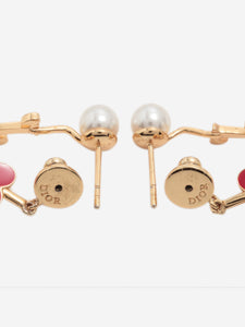 Dior Gold plated pearl drop earrings