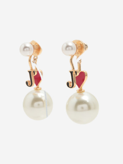 Gold plated pearl drop earrings Jewellery Christian Dior 