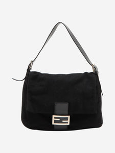 Fendi Black wool and leather Baguette bag
