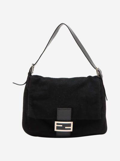 Black wool and leather Baguette bag Shoulder bags Fendi 