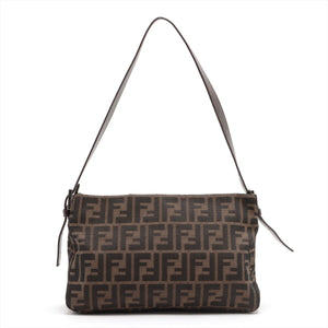 Fendi Brown Zucca canvas and leather shoulder bag