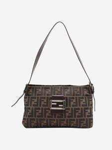 Fendi Brown Zucca canvas and leather shoulder bag