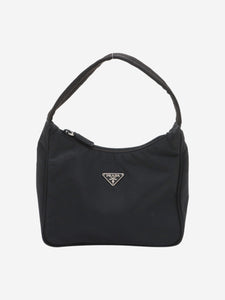 Prada Black Tessuto shoulder bag with front triangle logo
