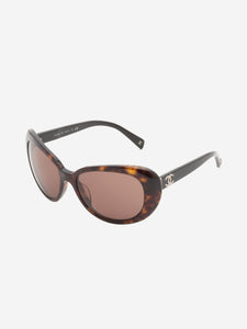 Chanel Brown tortoise shell oversized sunglasses