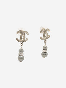 Chanel Gold CC rhinestone and faux pearl earrings