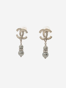 Chanel Gold CC rhinestone and faux pearl earrings