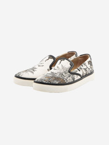 Hermes Grey patterned tiger flat shoes - EU 36.5