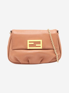 Fendi Brown 2002 branded chain flap shoulder bag