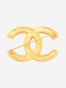 Chanel Gold CC rhinestone brooch