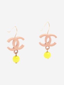 Chanel Pink and neon CC drop earrings