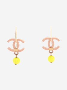 Chanel Pink and neon CC drop earrings