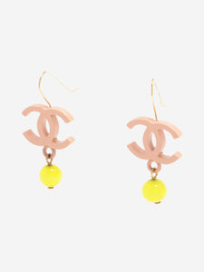 Chanel Pink and neon CC drop earrings