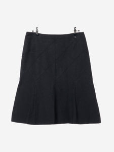 Chanel Black diamond-stitched knee-length skirt - size UK 12