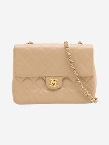 Chanel Cream vintage 1989-1991 Mini Matelasse Lambskin Single Flap