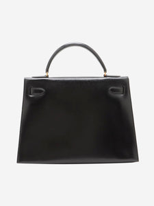 Hermes Black vintage 1989 Kelly 32 bag in Box Calf leather