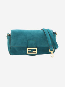 Fendi Teal suede Mamma Baguette bag