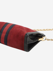 Gucci Red and black Sherry Line Ophidia suede chain bag