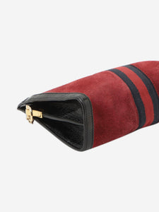 Gucci Red and black Sherry Line Ophidia suede chain bag