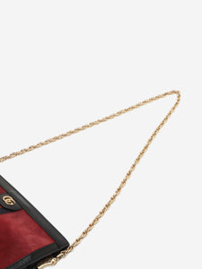 Gucci Red and black Sherry Line Ophidia suede chain bag