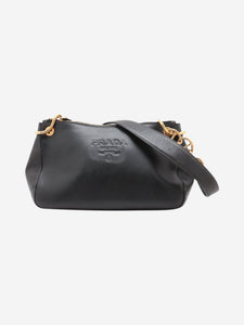 Prada Black leather logo shoulder bag