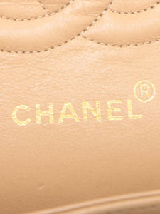 Chanel Beige vintage 1991 medium lambskin Classic Double Flap bag