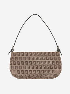 Fendi Brown Zucchino canvas shoulder bag