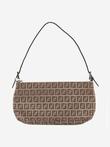 Fendi Brown Zucchino canvas shoulder bag