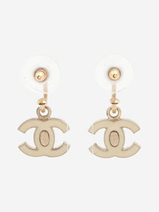 Chanel Gold and cream CC rhinestone earrings