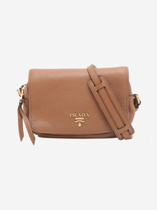 Prada Tan Vitello Phenix leather shoulder bag