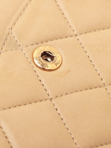 Chanel Beige vintage 1991 medium lambskin Classic Double Flap bag