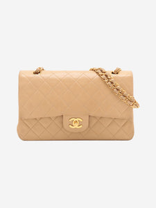 Chanel Beige vintage 1991 medium lambskin Classic Double Flap bag